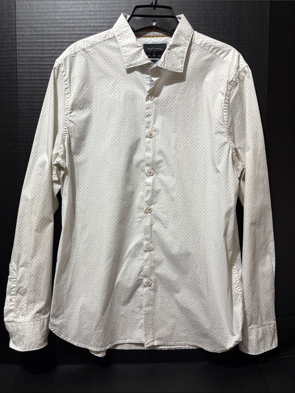 Cactus Man Ricky Singh White Microdot Long-Sleeve Button-Up Shirt